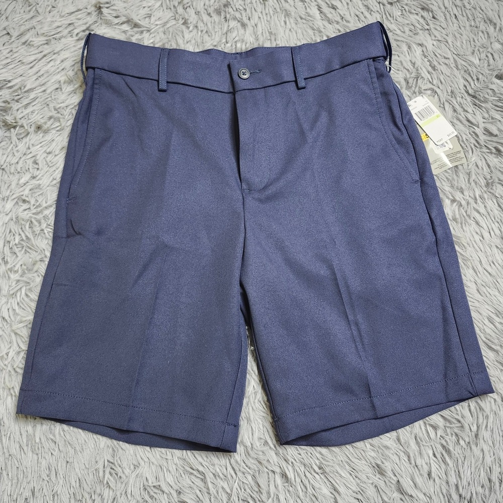 PGA TOUR Golf Shorts Mens 30 Blue Flat Front Moisture Wicking UPF 50 Black Iris